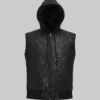 ShadowRider Hooded Leather Biker Vest (2)
