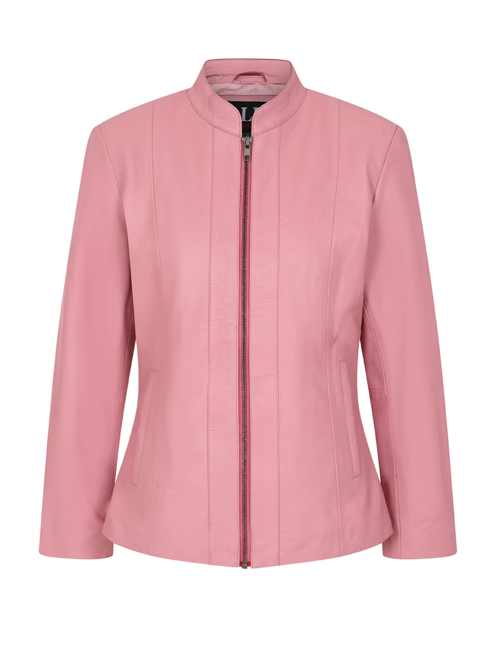 SoftRush Women’s Minimalist Pink Cafe Racer Leather Jacket (6)