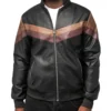 Track line Biker Force Hooded Leather Bomber Men’s Striped Edition 1