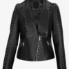 Women’s EdgeNova Studded Asymmetrical Leather Biker Jacket