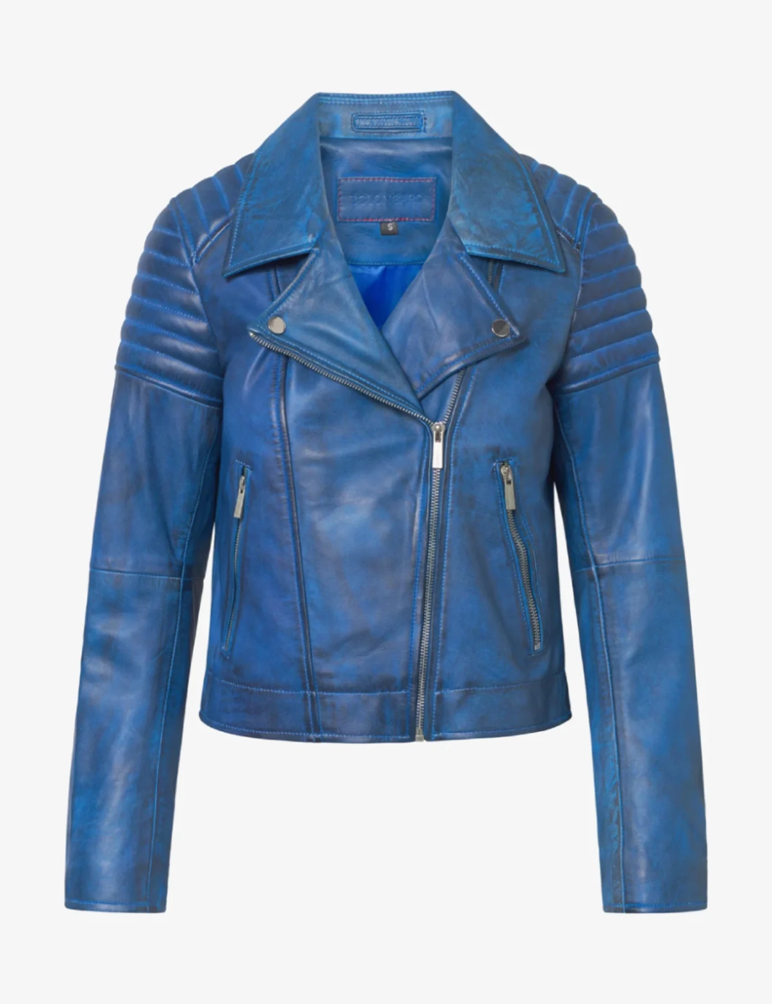 Women’s OceanBolt Textured Blue Leather Moto Jacket (11)