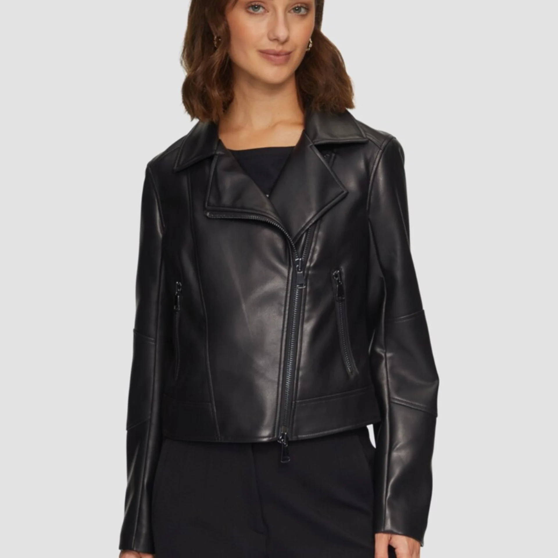 Women’s ShadowLine Minimalist Real Leather Biker Jacket (1)