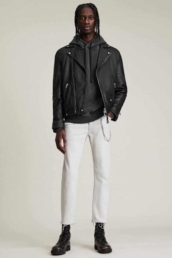 Cropped Leather Jacket with White Jeans - Biker Jacket