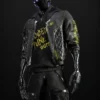 Cyberpunk Cyborg Bomber Black Hoodie Leather Jacket (3)