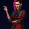 Cyberpunk Female V Blazer – Crimson Red Leather Blazer (2)