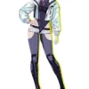 Cyberpunk Lucy Cropped Cosplay Silver Holographic Jacket (3)