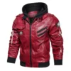 Cyberpunk Samurai Red Gaming Hooded Leather Jacket (3)
