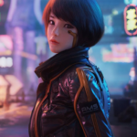 Cyberpunk Syn Street-Tech Jacket - Black Leather with Red Trim