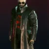 Durable Brown Long Leather Coat Cyberpunk 2077 (3)
